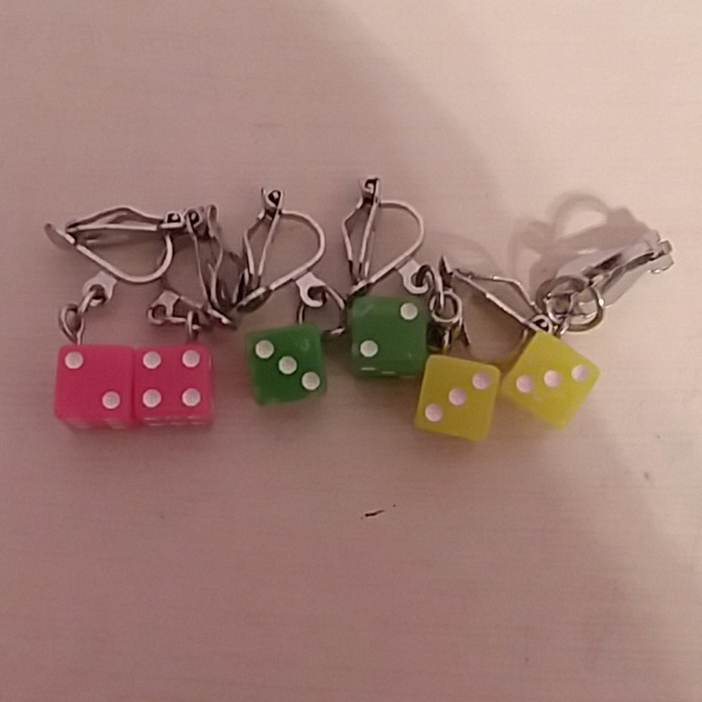 Neon Dice Clip-on Earrings